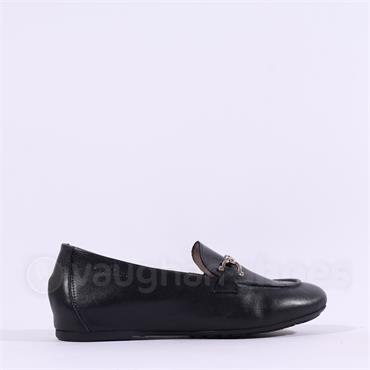 Wonders Grace Hidden Wedge Link Loafer - Black Leather